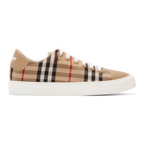 Burberry Beige Leather Monogram Albridge Sneakers (8017249)