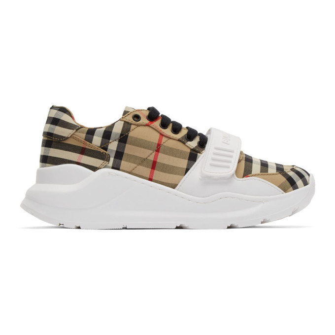 Burberry Beige Check Regis Sneakers (8020281)
