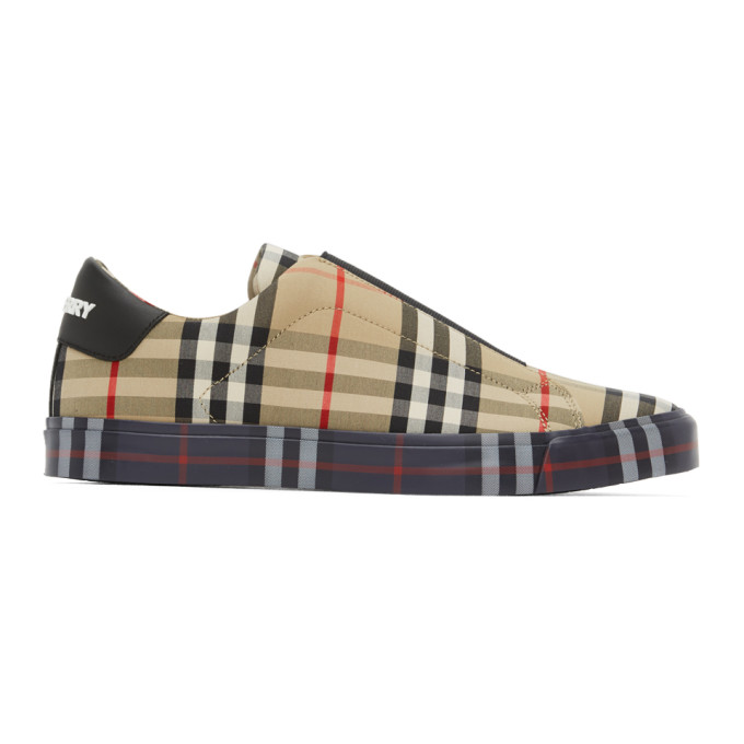 Burberry Beige Contrast Check Markham Sneakers (8009885)