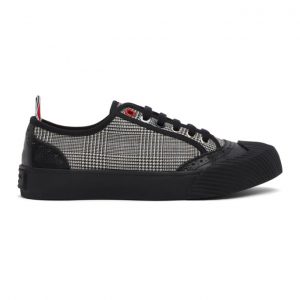 Thom Browne Black and White Houndstooth Vulcanized Brogued Sneakers (FFD052A-00033)