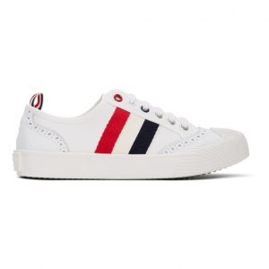 Thom Browne White Brogued Canvas Sneakers (FFF056A-06257)