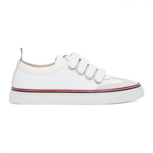 Thom Browne White Vulcanized Calfskin Sneakers (MFD137C-05584)