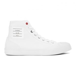 Thom Browne White Vulcanized 4-Bar High-Top Sneakers (MFB151B-01588)