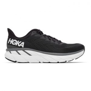 Hoka One One Black and White Clifton 7 Sneakers (1110508 BWHT)