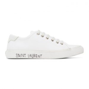 Saint Laurent White Canvas Malibu Sneakers (606446 GUZ20)