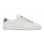 Saint Laurent White Babycat Print Perforated Calfskin Andy Sneakers (6068331U9A0)