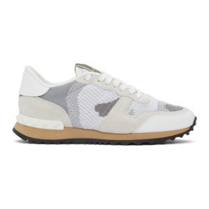 Valentino White and Grey Valentino Garavani Camo Rockrunner Sneakers (UW2S0291QRK)
