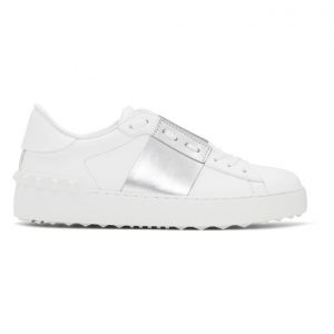 Valentino White and Silver Valentino Garavani Open Sneakers (UW2S0781FLR)