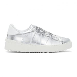 Valentino Grey Valentino Garavani Metallic VLTN Open Sneakers (UW2S0781ASZ)