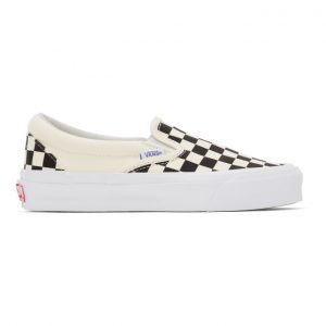 Vans Black and Off-White Checkerboard OG Classic Slip-On LX Sneakers (VN0A45JKT0A)