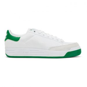 adidas Originals White and Green Rod Laver Sneakers (G99863)