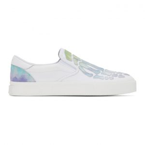 Amiri White Watercolor Skeleton Toe Slip-On Sneakers (F0F23140CL)