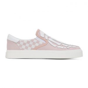 Amiri Pink Checkered Skeleton Slip-On Sneakers (F0F23143CL)