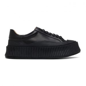 Jil Sander Black Leather Platform Sneakers (JS32108A-12020)