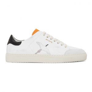 Axel Arigato White and Orange Distressed Triple Bird Clean 90 Sneakers (28608)