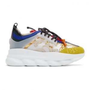 Versace White Barocco Chain Reaction Sneakers (DSU7071E D16TG)
