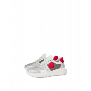 Moschino Sneakers Aus Mesh Und Glitzer Mit Herz (POLJA15453G1AIQ502A)