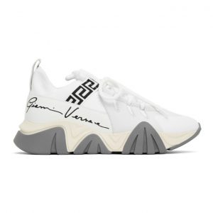 Versace White Knit Squalo Sneakers (DSU8007 DCL5G)
