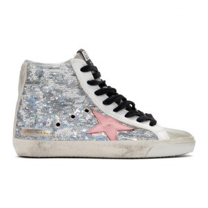 Golden Goose Silver Sequin Francy Sneakers (G35WS591.B94)
