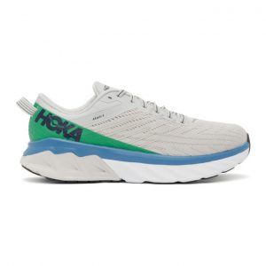 Hoka One One Grey and Green Arahi 4 Sneakers (1106473 LRNC)
