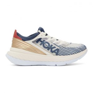 Hoka One One Off-White and Blue Carbon X-SPE Sneakers (1110512 TWH)