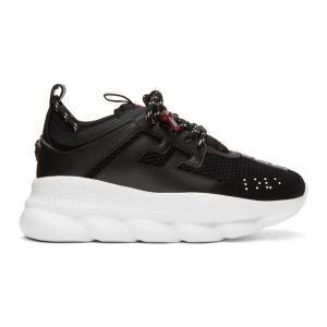 Versace Black and White Chain Reaction Sneakers (DSU7071E D9TVG)