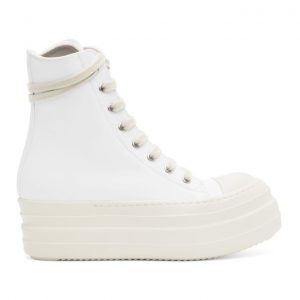 Rick Owens Drkshdw White Bumper Lace-Up Sneakers (DS20F1820 RUHP)