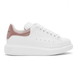 Alexander McQueen White and Pink Iridescent Oversized Sneakers (553770WHYBZ)