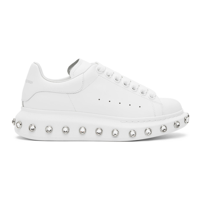 Alexander McQueen White Rhinestone Oversized Sneakers (634150WHXMU)