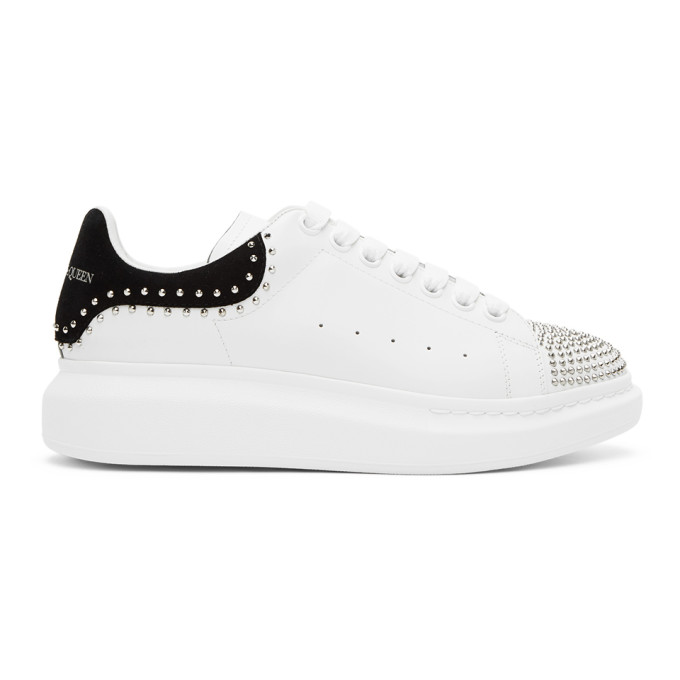 Alexander McQueen SSENSE Exclusive White and Black Stud Oversized Sneakers (634322WHTQN9089)