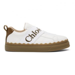 Chloe White and Brown Lauren Sneakers (CHC20A363M1)
