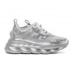 Versace Silver and White Chain Reaction Sneakers (DSU7071E D10TCG)