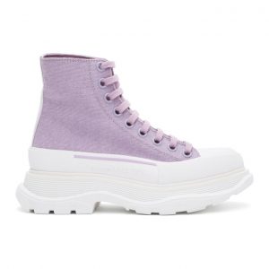 Alexander McQueen SSENSE Exclusive Purple Tread Slick Platform High Sneakers (611706W4ML3)