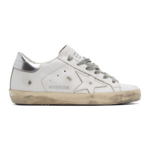 Golden Goose White and Silver Superstar Sneakers (GWF00101.F000659)