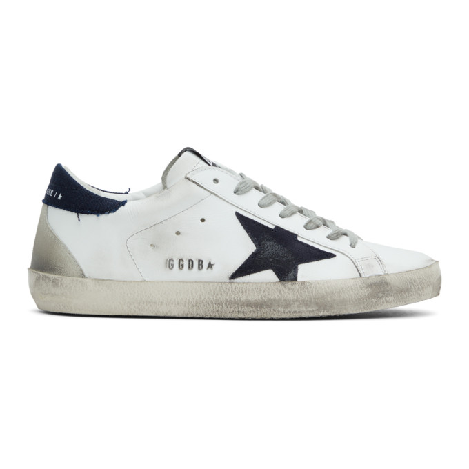 Golden Goose White and Navy Superstar Sneakers (GMF00102.F000609.1034)