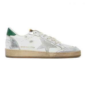 Golden Goose White and Silver Ball Star Sneakers (GMF00117.F000629.8018)