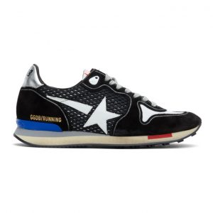 Golden Goose Black and Silver Running Sneakers (GMF00125.F000405.9017)
