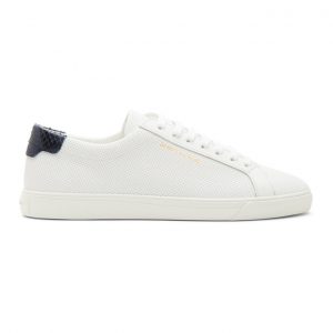 Saint Laurent White Perforated Calfskin Andy Sneakers (6068331U930)