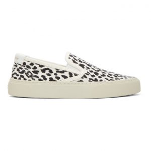 Saint Laurent Black and White Venice Slip-On Sneakers (5857421YP10)