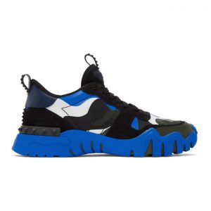 Valentino Black and Blue Valentino Garavani Rockrunner Plus Sneakers (UY2S0C88NPG)