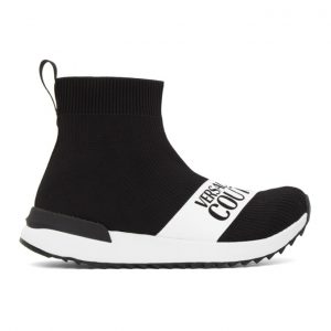 Versace Jeans Couture Black Institutional Logo Sock Sneakers (EE0VZASGB E80043)