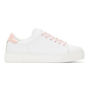 Joshua Sanders White and Pink Square Toe Sneakers (FJSAWSQS112709)