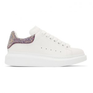Alexander McQueen SSENSE Exclusive White and Purple Glitter Oversized Sneakers (558945WHTQJ)