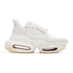 Balmain White B Bold Suede Sneakers (UN1C541LSSY)