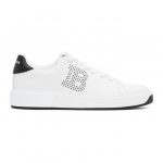 Balmain White and Black Perforated B-Court Sneakers (UN1C538LSCP)