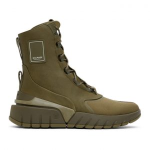 Balmain Khaki B-Army High-Top Sneakers (UM1C231LSCV)