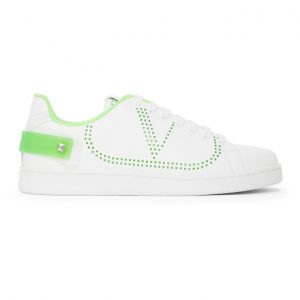 Valentino White and Green Valentino Garavani Backnet VLogo Sneakers (UY2S0C04WXS)