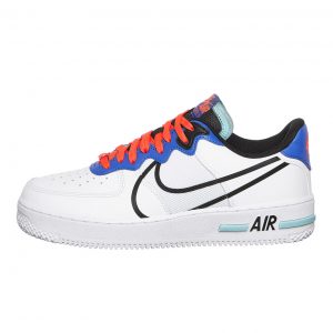 Nike Air Force 1 React White / Black / Astronomy Blue / Laser Crimson (CT1020-102)