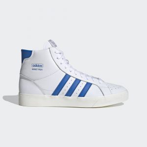 adidas Originals White and Blue Basket Profi Sneakers (FW4404)