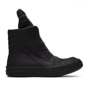 Rick Owens Black Rubber Geobasket High-Top Sneakers (RU20F3874 LCRUB)